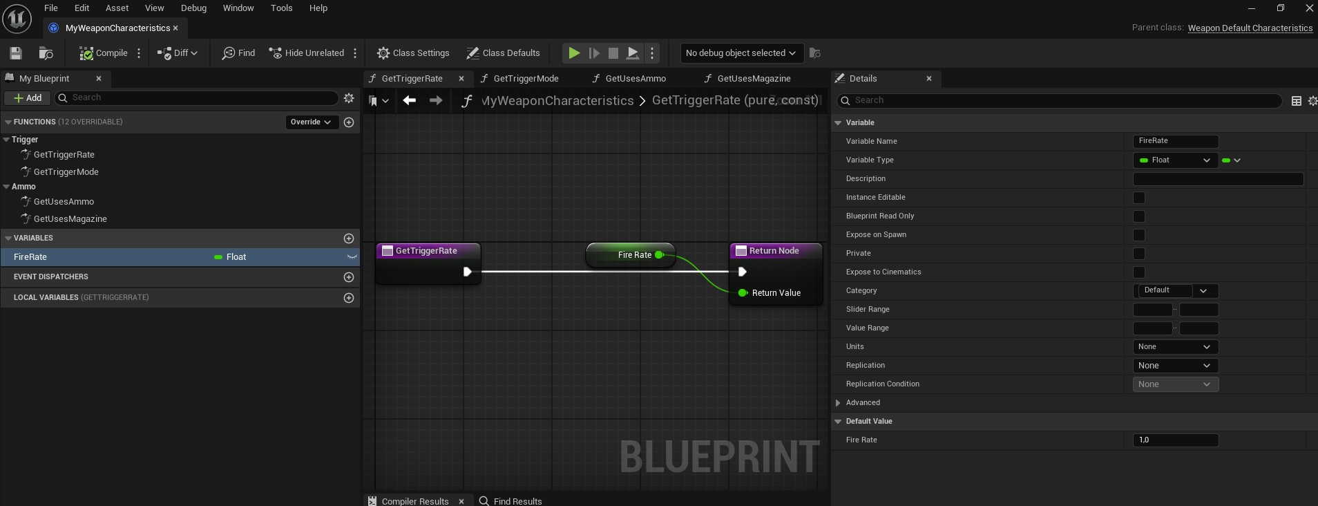 Weapon Characteristics Blueprint